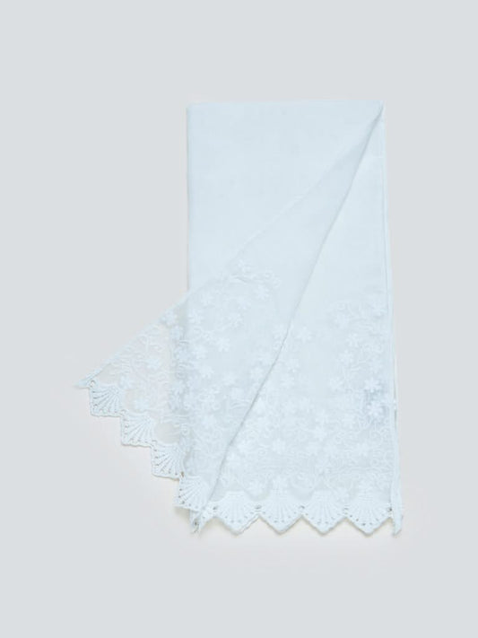 Zuba White Floral Dupatta