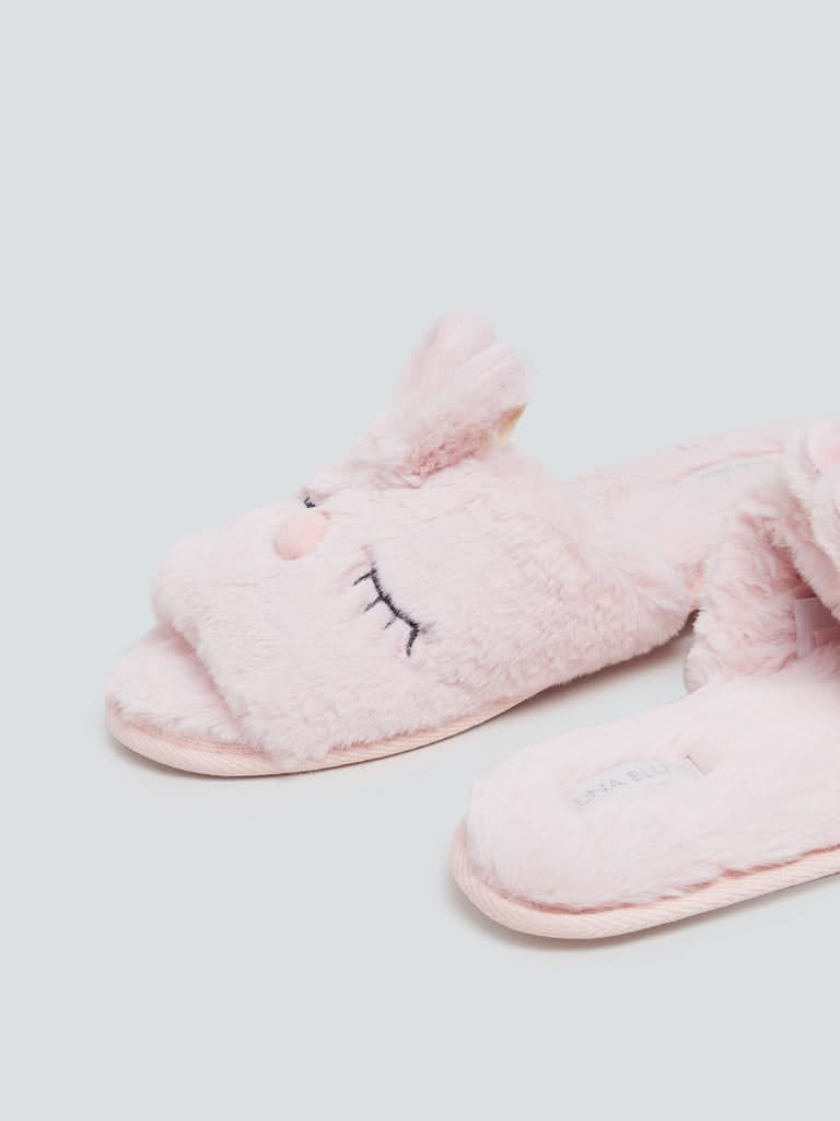 LUNA BLU Pink Bunny-Design Bedroom Slippers