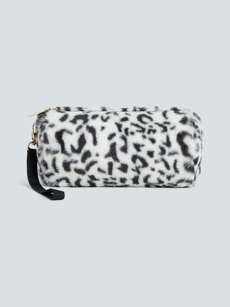 Studiowest White Animal Patterned Makeup Pouch