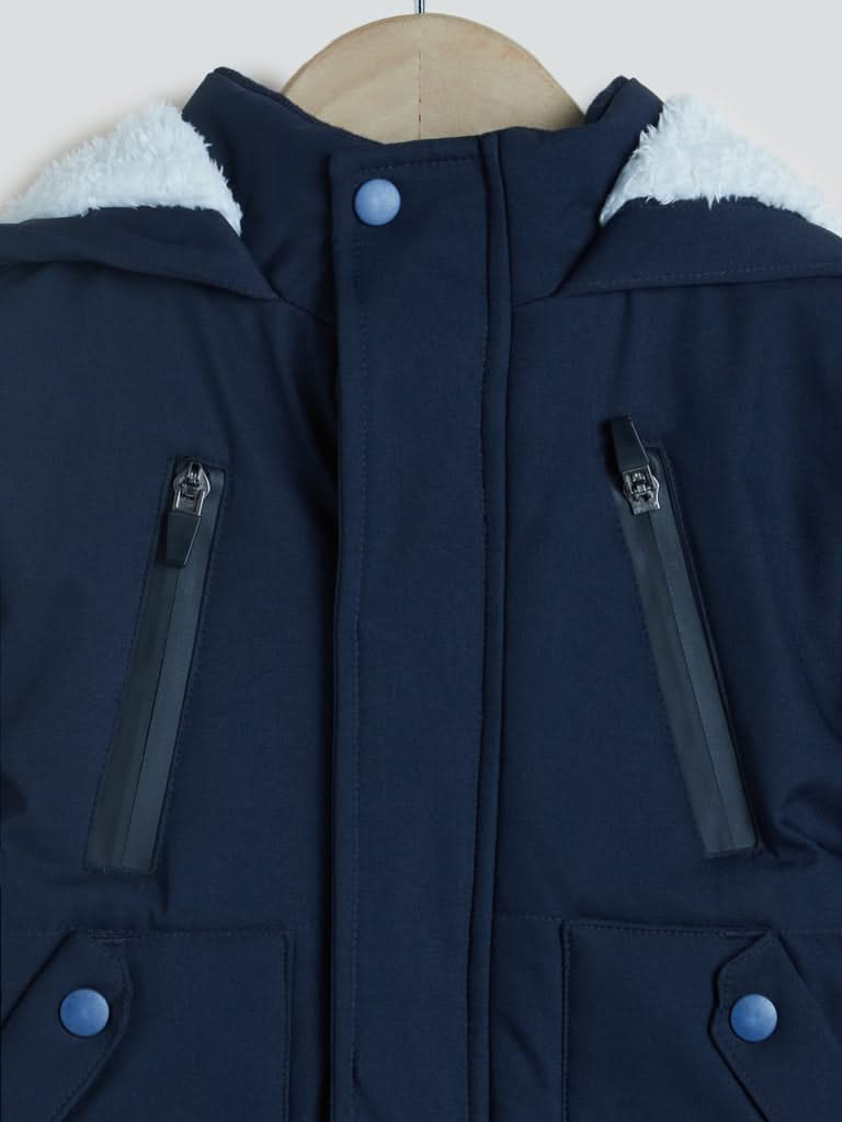 HOP Kids Navy Puffed Hooded Jacket