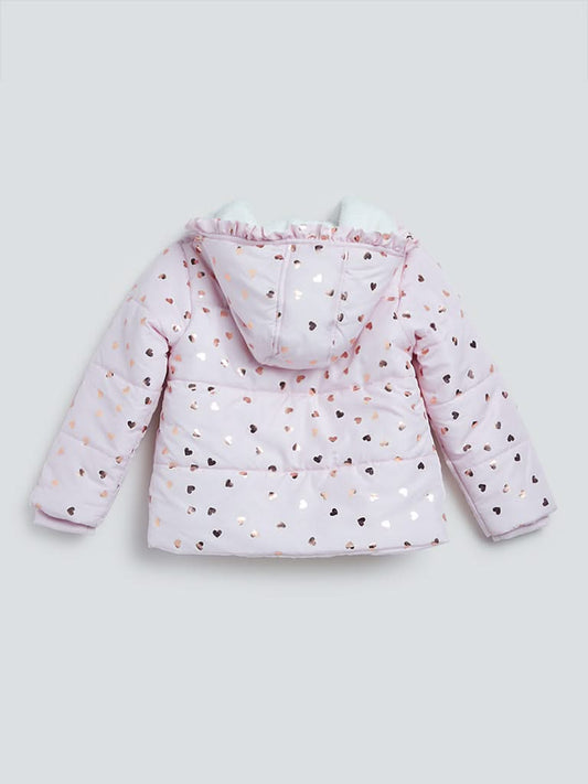 HOP Kids Light Pink Printed Puffer Jacket