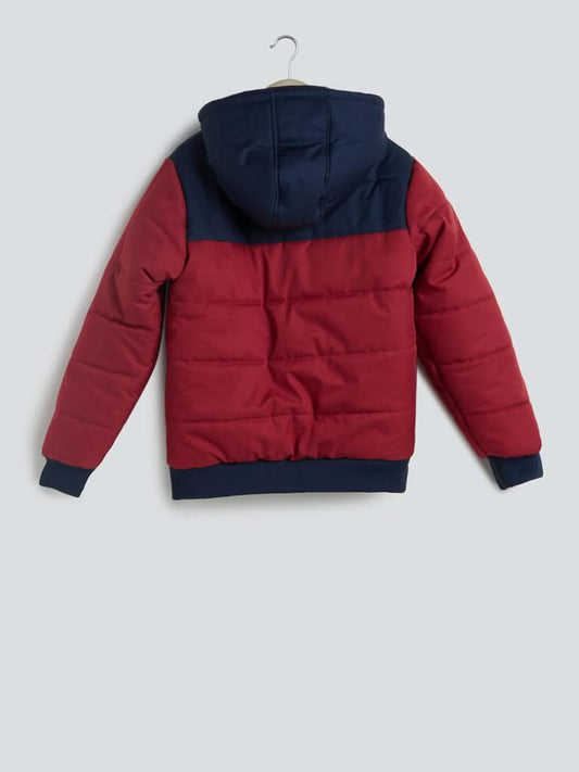 Y&F Kids Navy Colour-Block Hooded Jacket