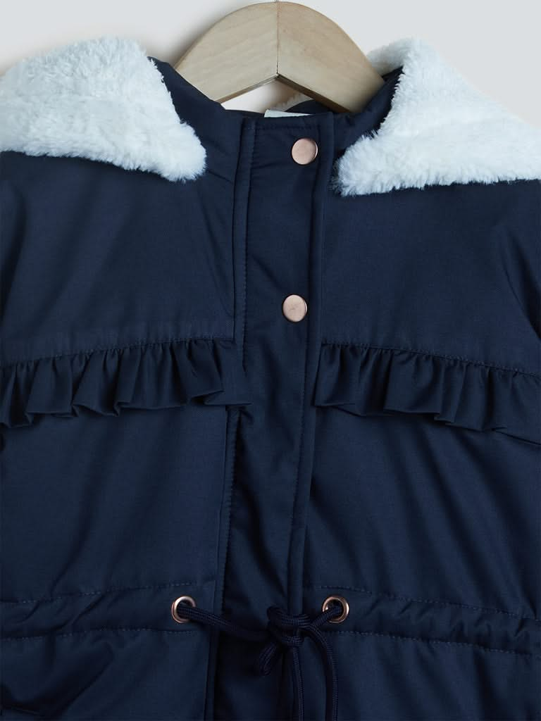 Y&F Kids Navy Puffer Hooded Jacket