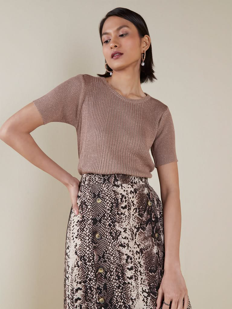 Wardrobe Dark Beige Knitted Top