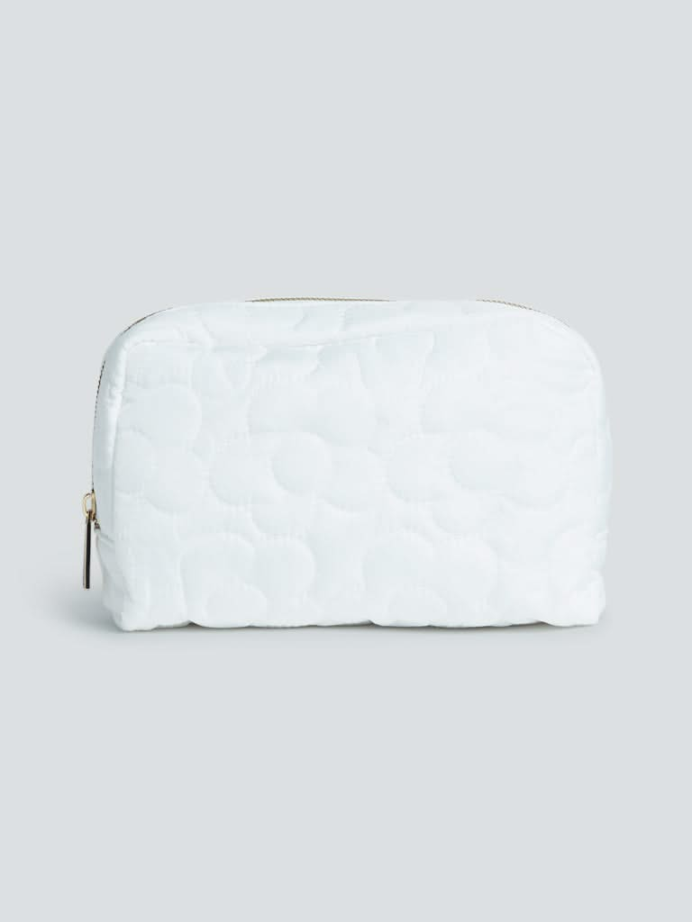 Studiowest White Floral Quilted Pouch