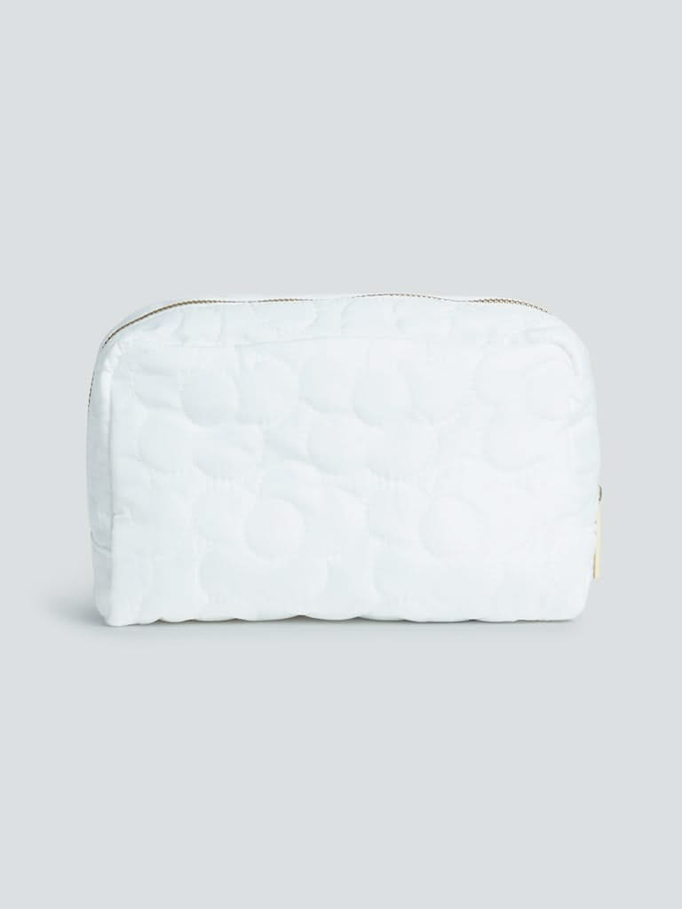 Studiowest White Floral Quilted Pouch