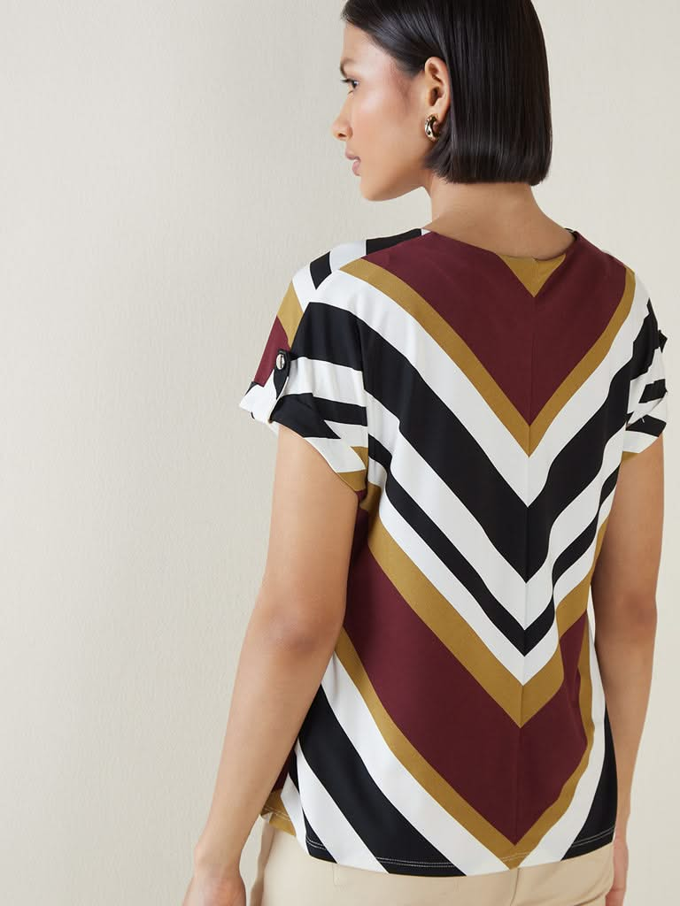 Wardrobe Burgundy Chevron Design Top