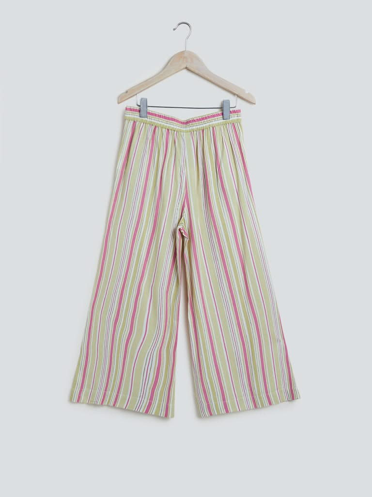 Utsa Kids Multicolour Striped Palazzos