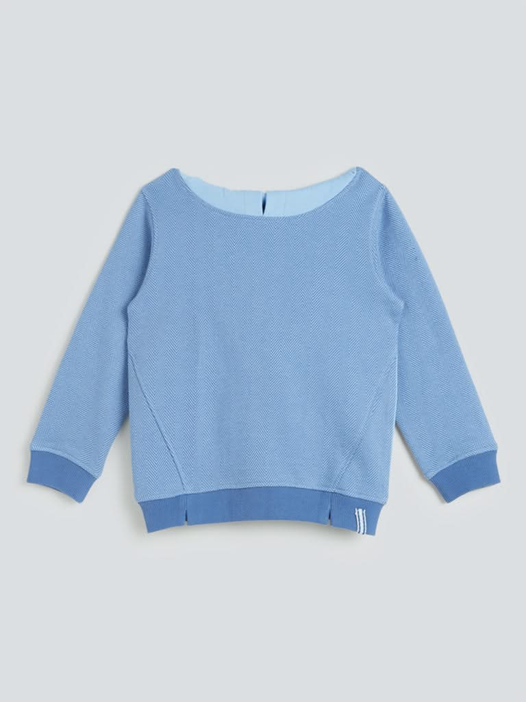 HOP Kids Blue Colour-Block Hooded Sweatshirt