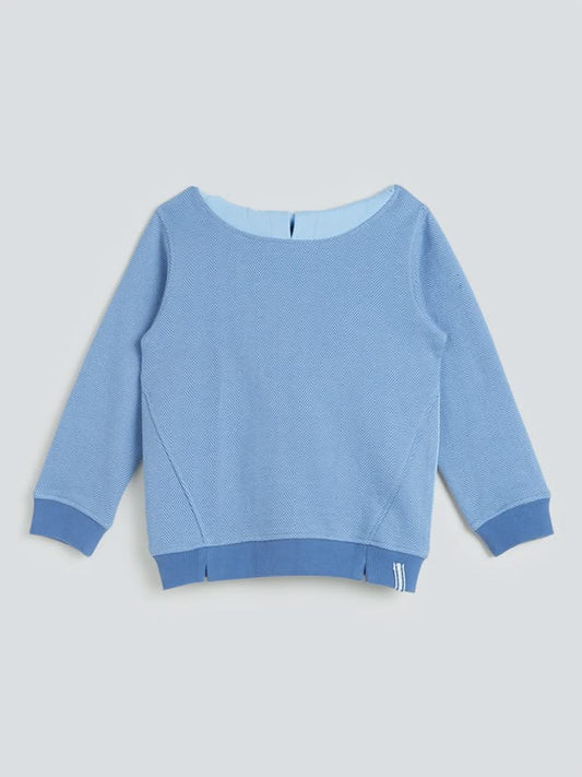 HOP Kids Blue Colour-Block Hooded Sweatshirt