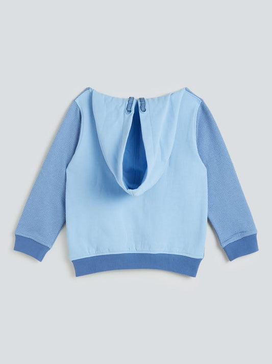 HOP Kids Blue Colour-Block Hooded Sweatshirt