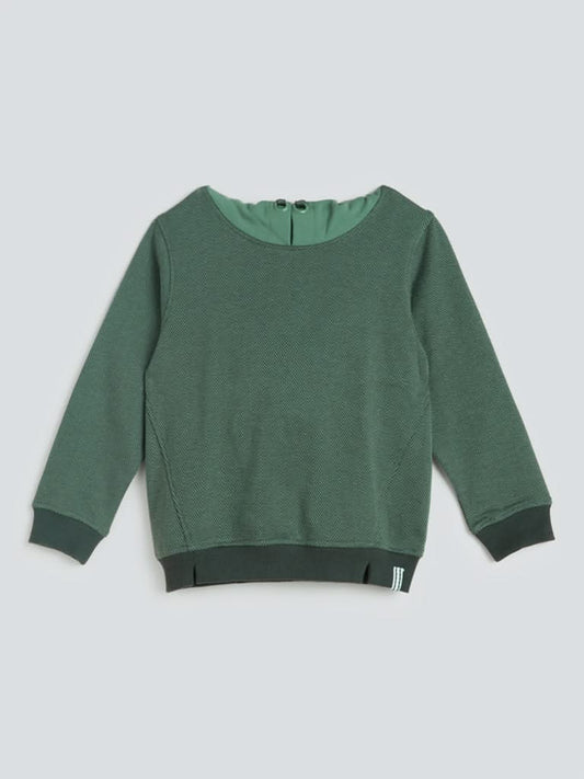 HOP Kids Green Colour-Block Hooded Sweatshirt