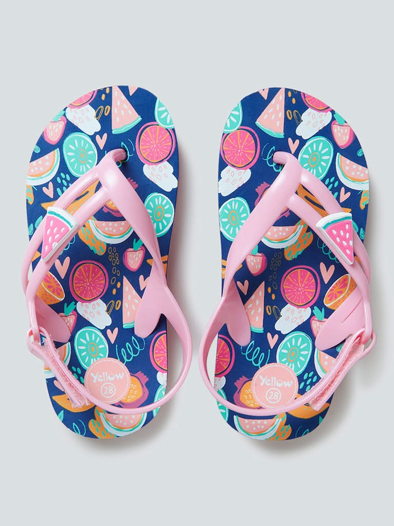 Yellow Kids Multicolour Slingback Flip-Flops