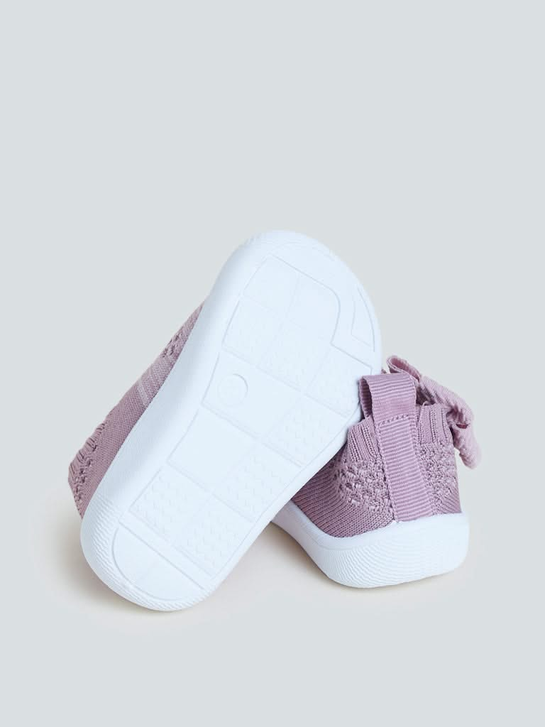 Yellow Kids Mauve Knitted Shoes