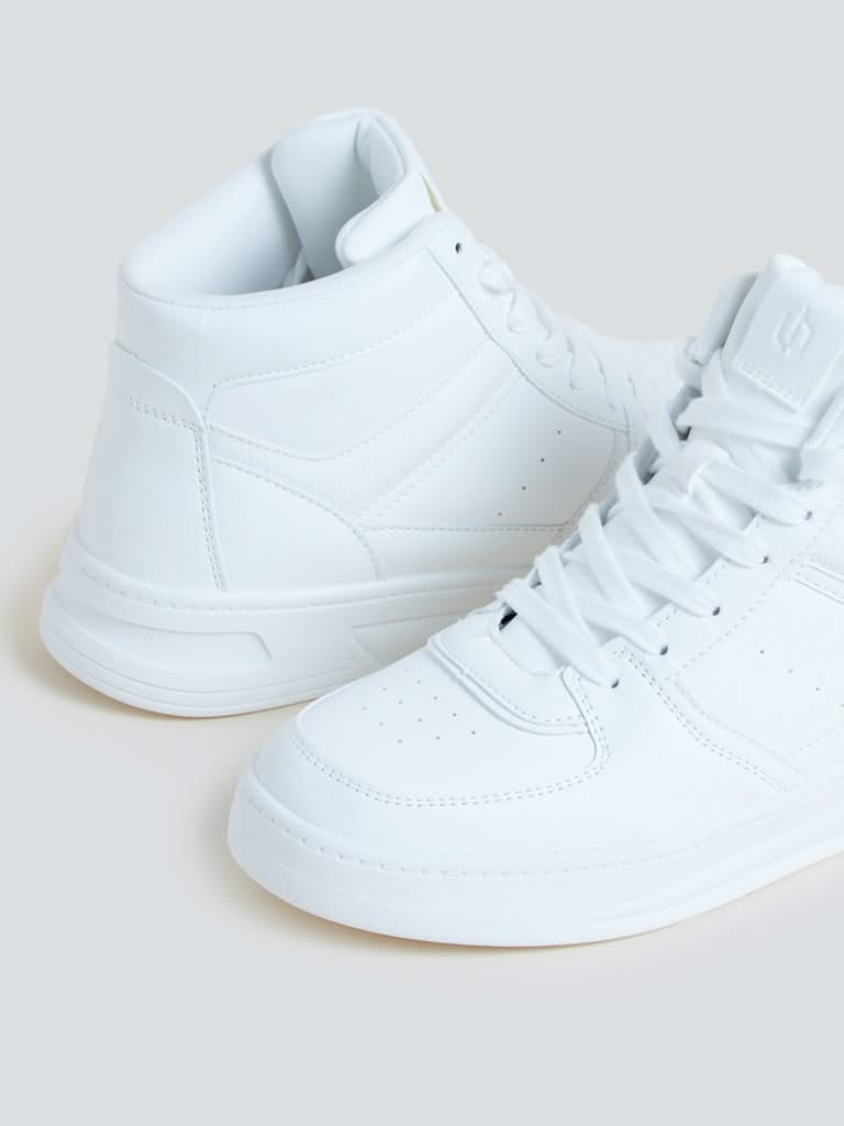 LUNA BLU White Perforated High-Rated Sneakers