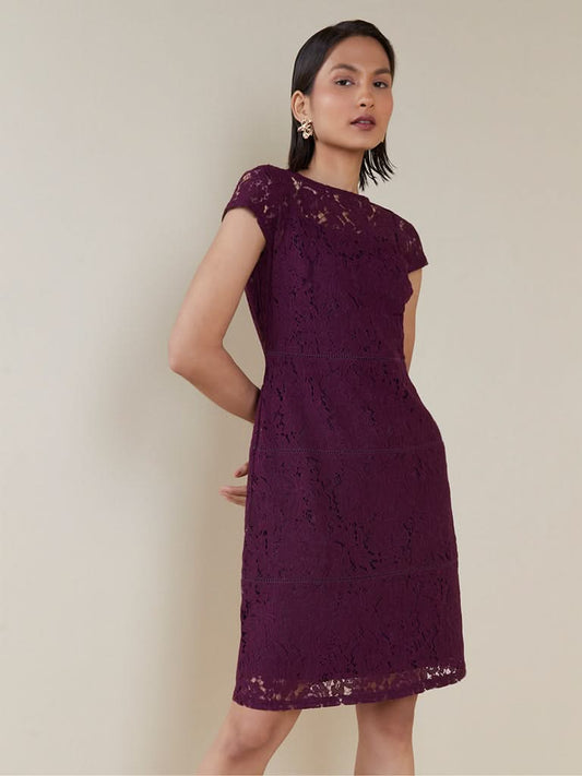 Wardrobe Burgundy Lace Design Dress