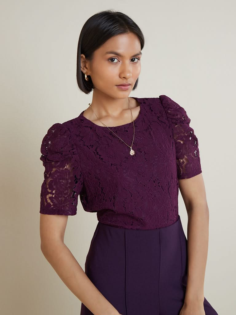 Wardrobe Plum Lace Design Top