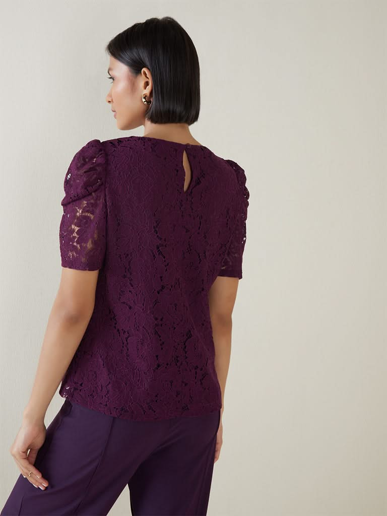 Wardrobe Plum Lace Design Top