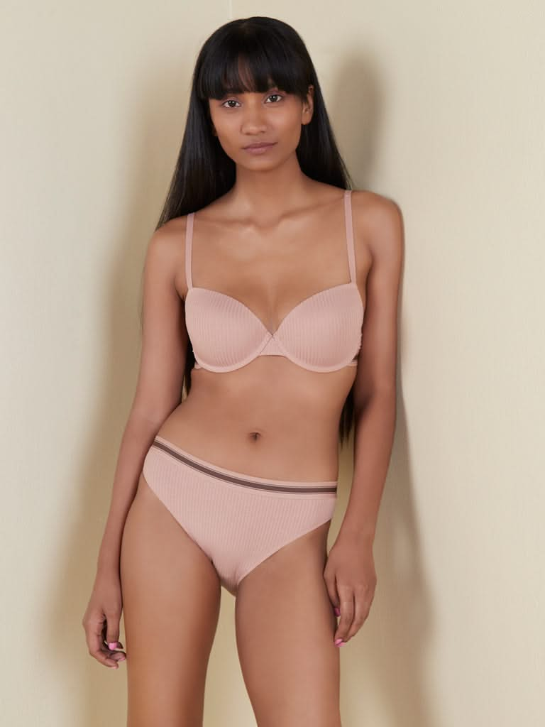 Superstar Blush Pink Ribbed Padded Bra