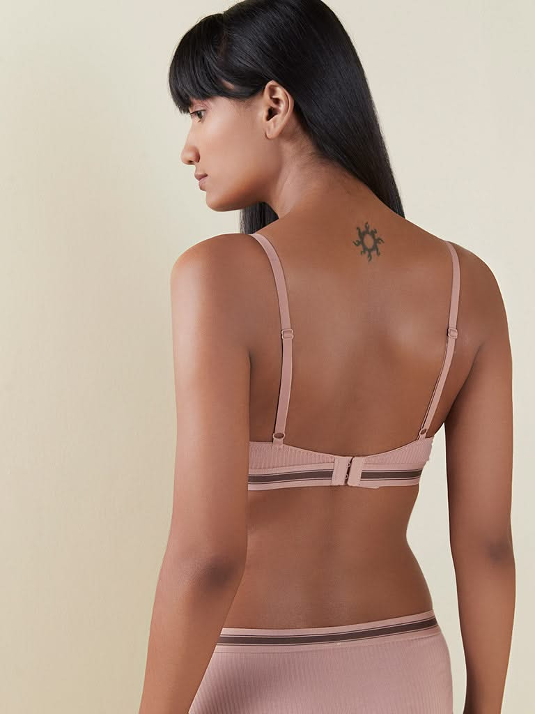 Superstar Blush Pink Ribbed Padded Bra