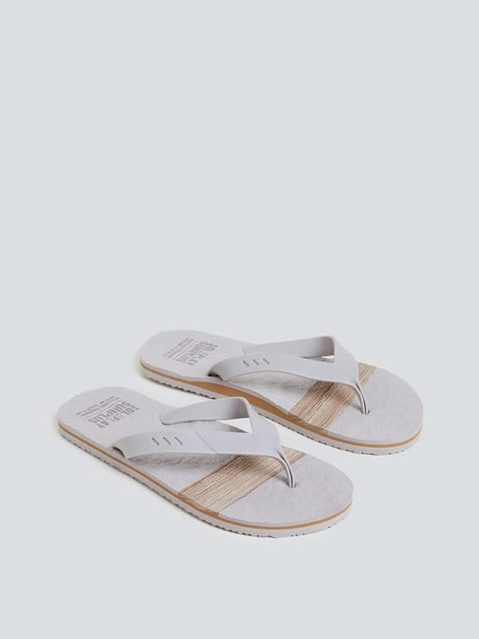 SOLEPLAY Beige Stripe Pattern Flip Flops