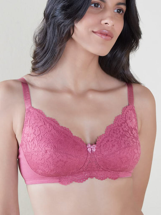 Wunderlove Pink Lace Design Non-Padded Bra