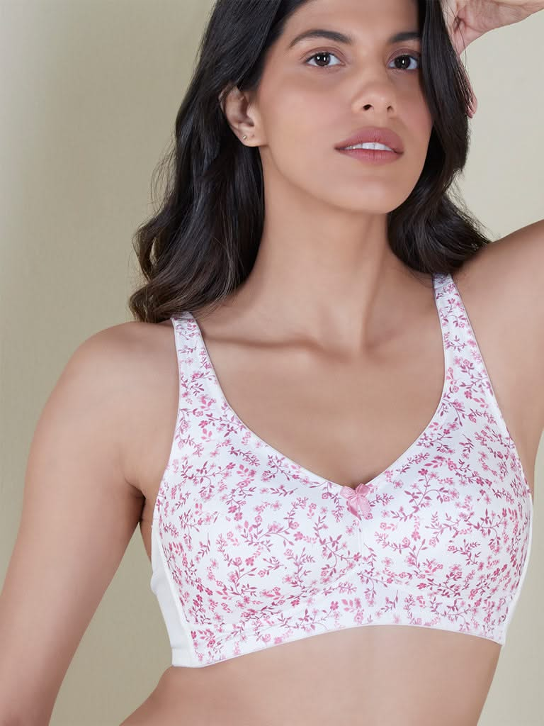 Wunderlove Off-White Floral Padded Non-Wired Bra