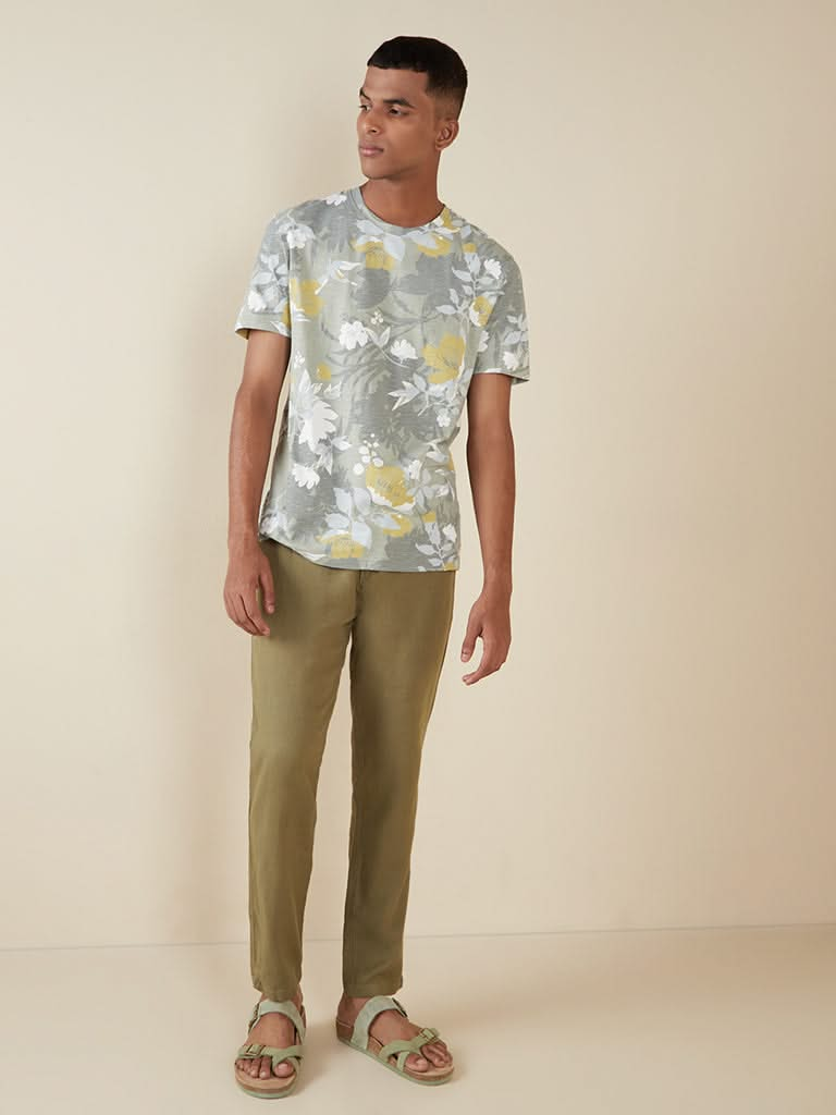 ETA Sage Floral-Printed Slim-Fit T-Shirt