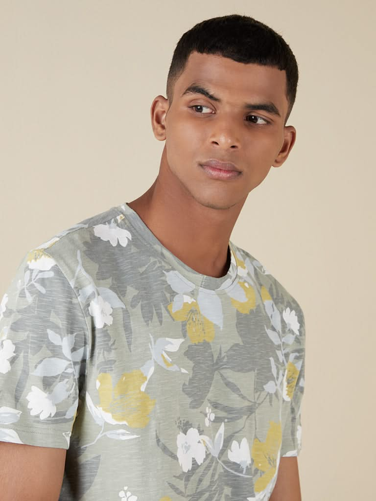 ETA Sage Floral-Printed Slim-Fit T-Shirt