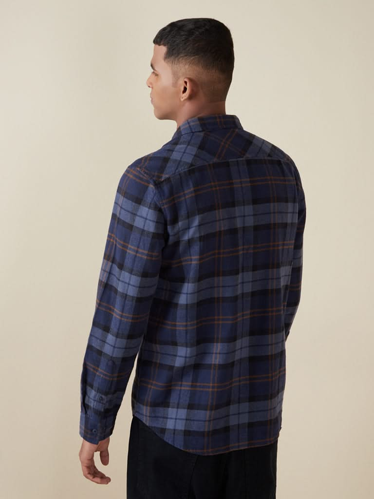 Nuon Indigo Checkered Slim-Fit Shirt