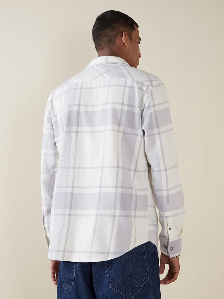 Nuon Off-White Checkered Slim-Fit Shirt