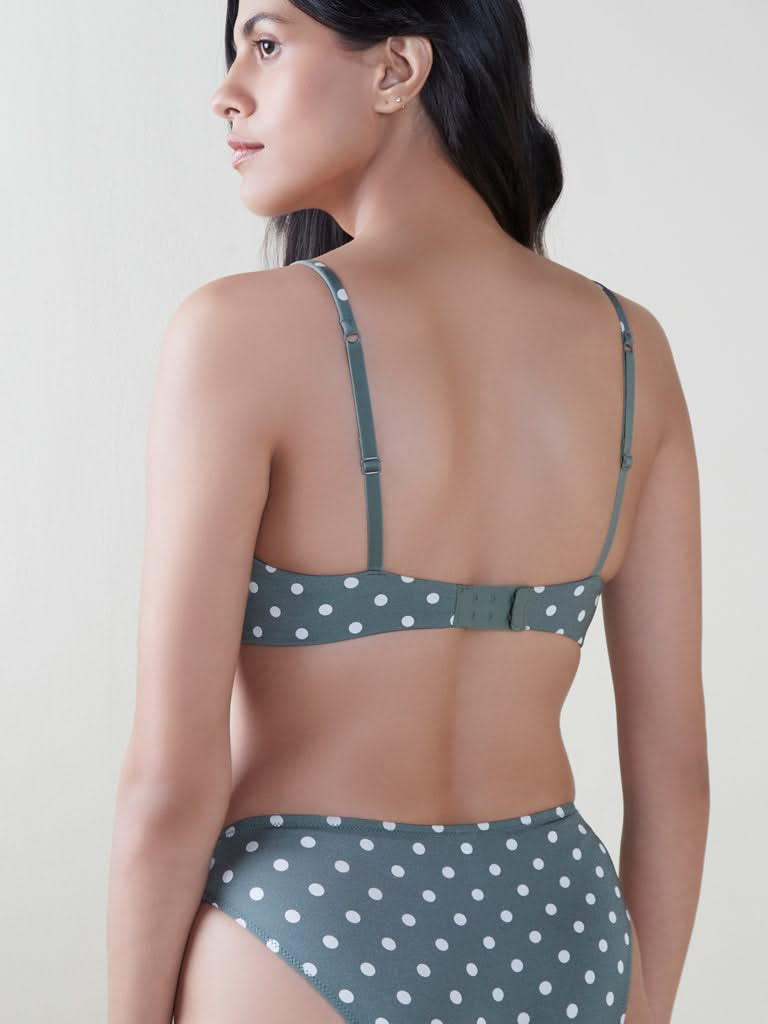 Wunderlove Olive Polka-Dotted Padded Bra