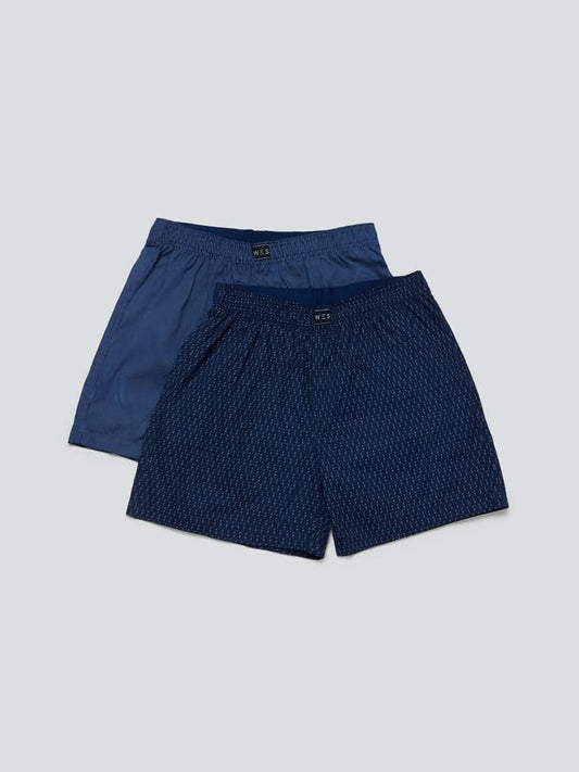 WES Lounge Navy Relaxed Fit Boxers Set Of Two