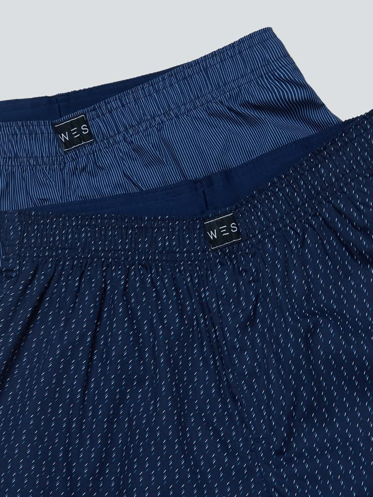 WES Lounge Navy Relaxed Fit Boxers Set Of Two