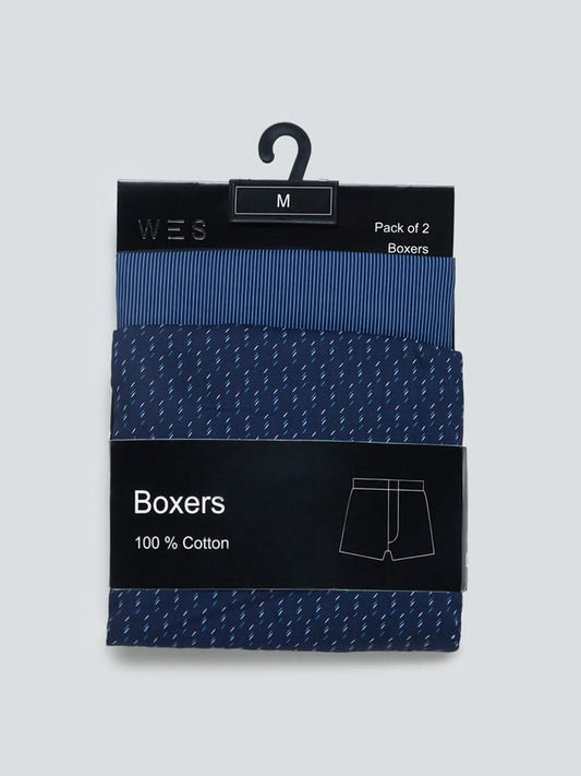 WES Lounge Navy Relaxed Fit Boxers Set Of Two