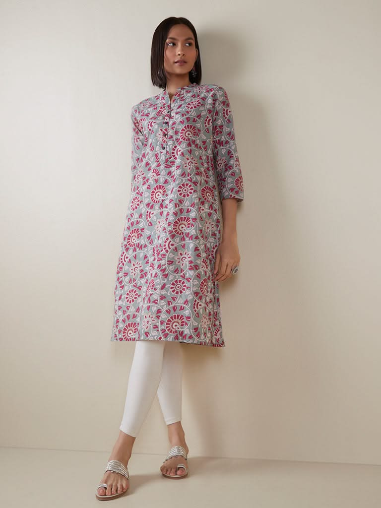 Utsa Multicolour Floral Print Straight Kurta