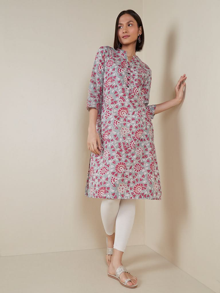 Utsa Multicolour Floral Print Straight Kurta