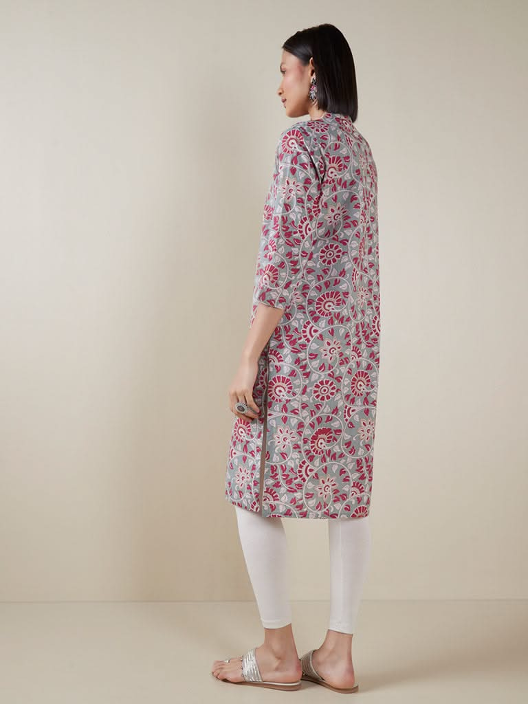 Utsa Multicolour Floral Print Straight Kurta