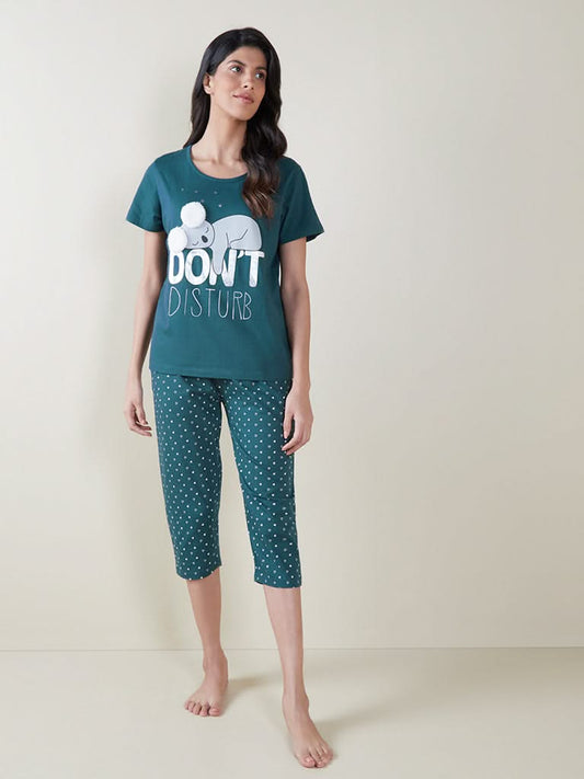 Wunderlove Teal Koala T-Shirt and Capris Set