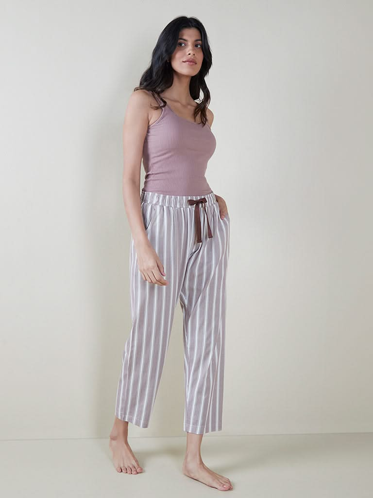 Wunderlove Light Taupe Striped Pyjamas