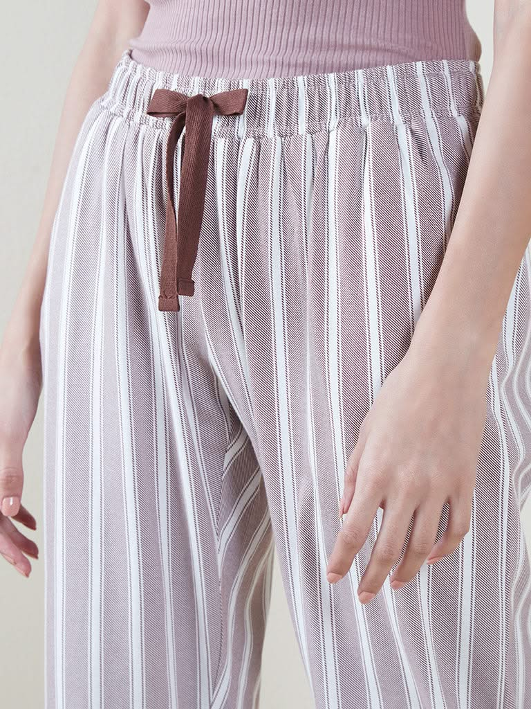 Wunderlove Light Taupe Striped Pyjamas