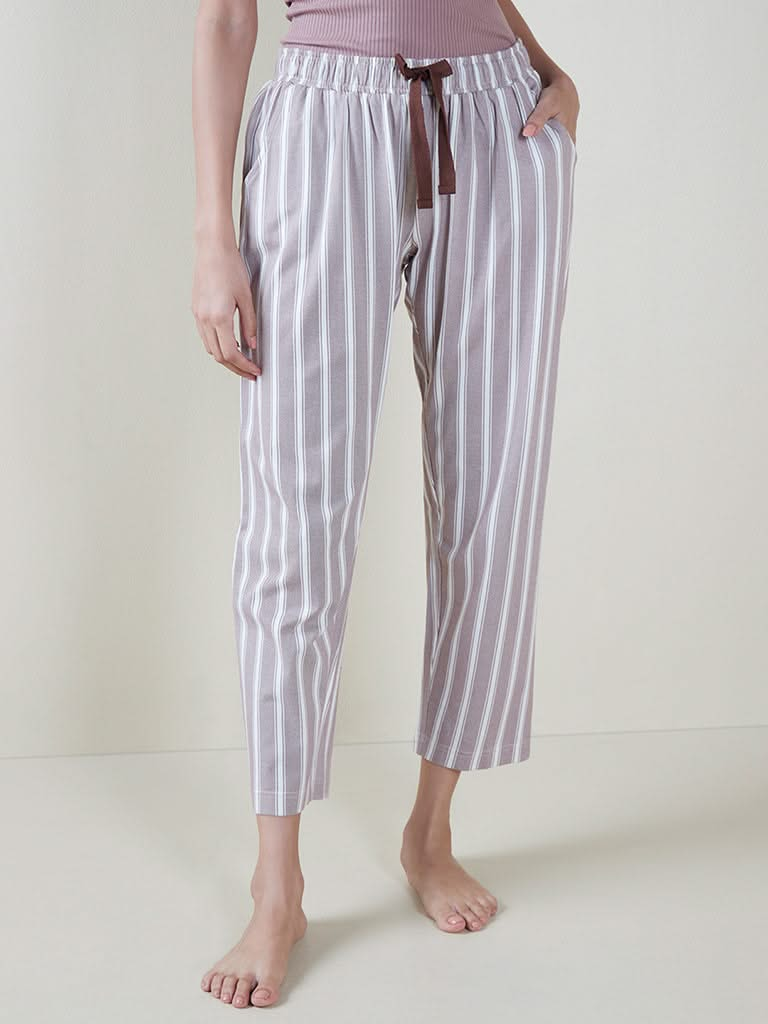 Wunderlove Light Taupe Striped Pyjamas