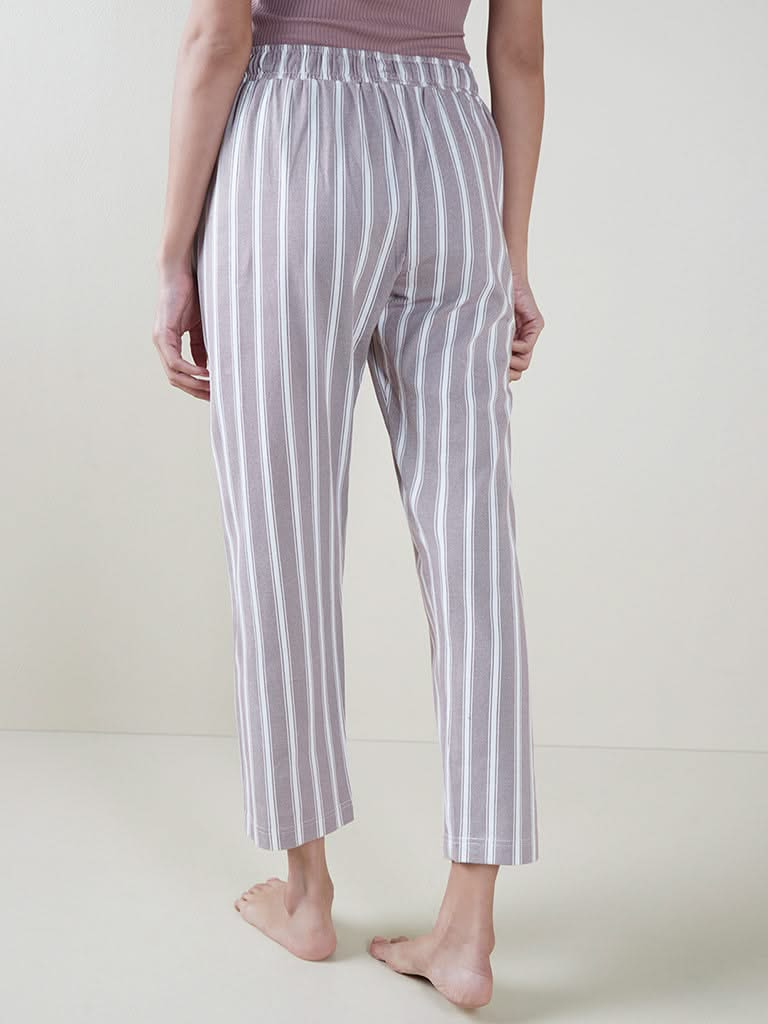 Wunderlove Light Taupe Striped Pyjamas