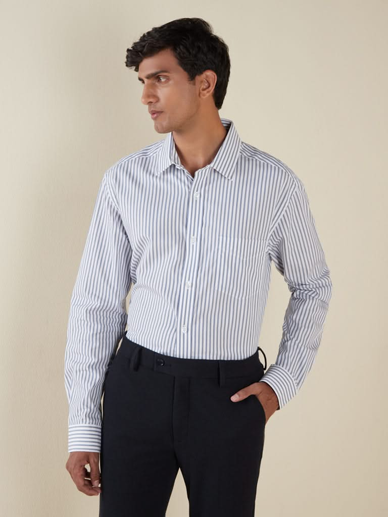 WES Formals  Light Blue Relaxed-Fit Shirt