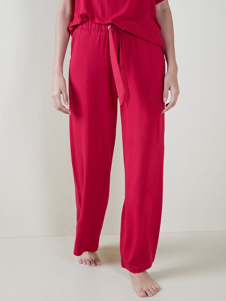 Wunderlove Red Flared Pyjamas