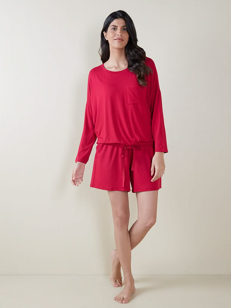 Wunderlove Red Full-Sleeved T-Shirt